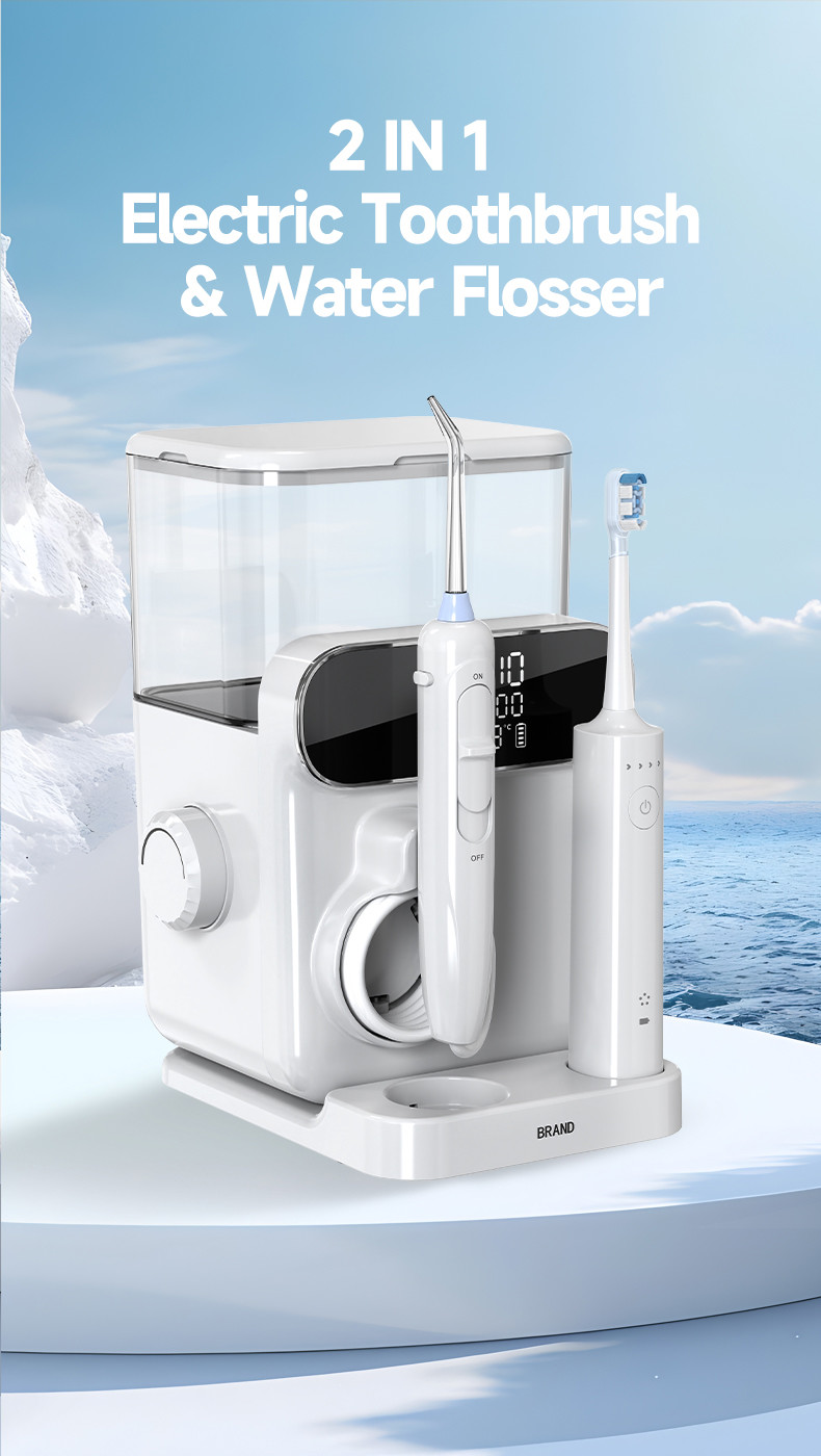 Oral Irrigator 1000ml Teeth Washing Machine Display Screen 2IN1 Electric Water Flosser with Toothbrush