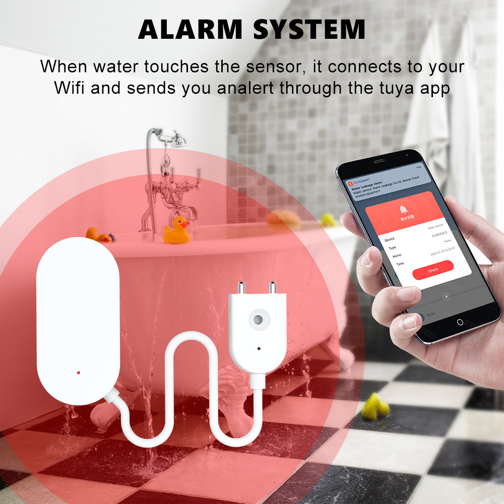 Zigbee Water Leak Sensor Smart Home Notification Alerts Water Flood Leak Alarm Home SecurityTuya Flooding Detector