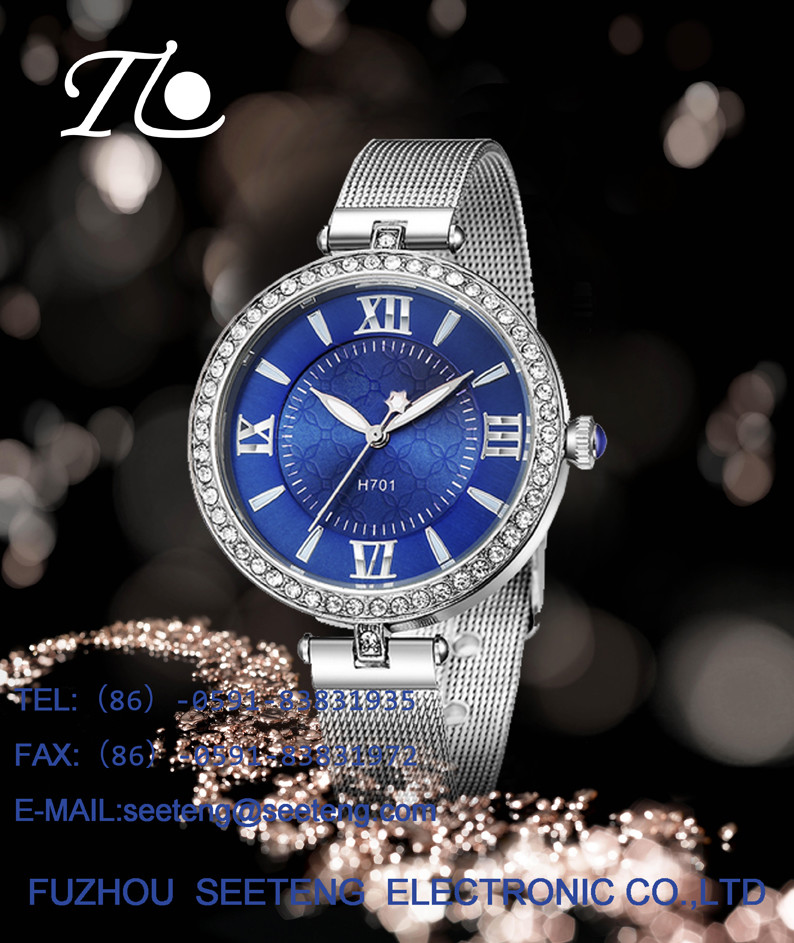 Simple clean design wrist watch with pu leather strap and groove dial for ladies