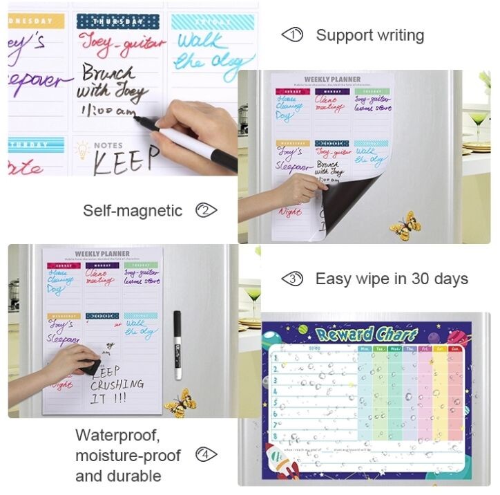 16'' X 11.75'' Magnetic Fridge Calendar Magnetic Dry Erase Wall Calendar Fridge Memo Pad
