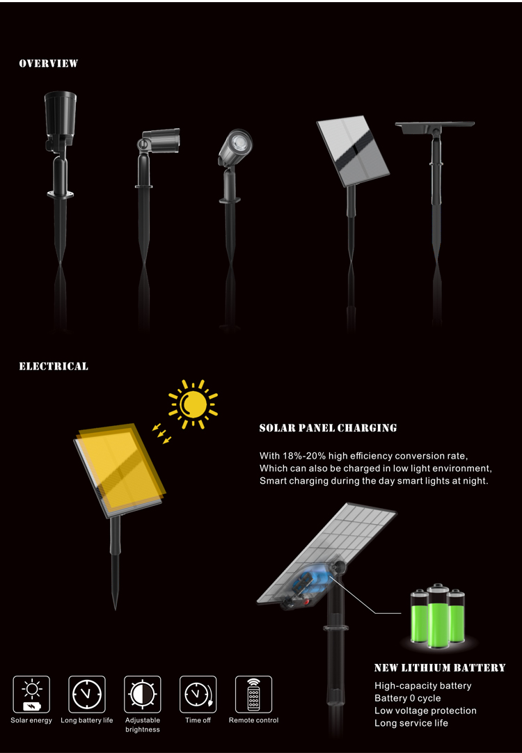 Six Heads IP66 LED Solar Pathway Lights 6500K For Outdoor Garden Walkway