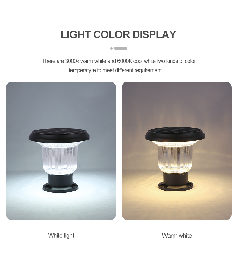 Weatherproof Solar Pillar Lamp Dusk To Dawn Post Light For Garage Backyard Patio