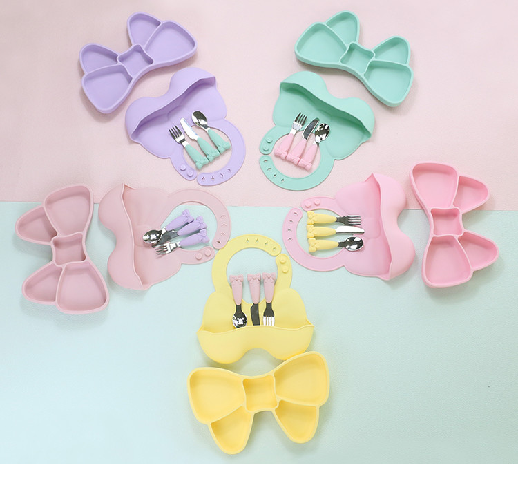 Gift Box Present Silicone Tableware Set For Kids Girls Eco-Friendly Durable Food Grade