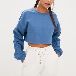China Women Cropped Sweater Soft Crewneck Sweatshirt Customized on sale