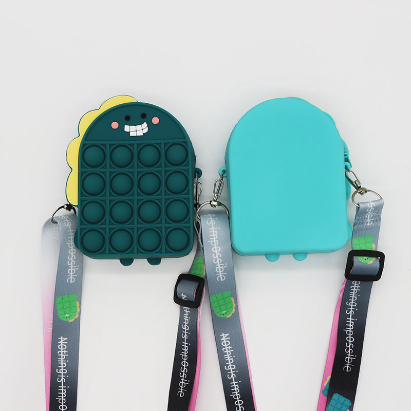 Dinosau Soft Silicone Pencil Case For Stationery And Makeup Items Backpack Bag Silicone SchooL Crossbody Shoulder Bag