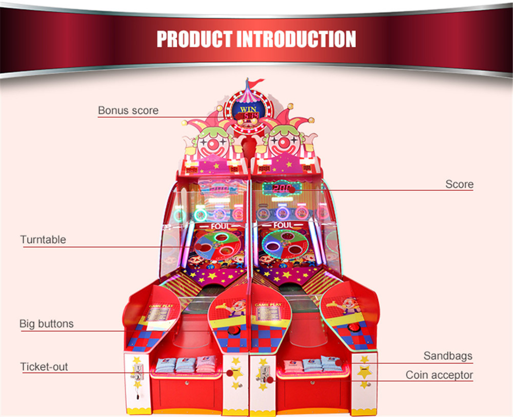 Fun Sandbag indoor Arcade game Ticket Redemption Game Machine For Amusement Park