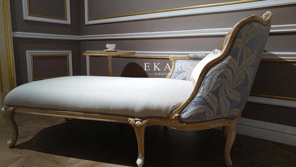 Sofa Fabric Ash Wooden Antique Chaise Longue