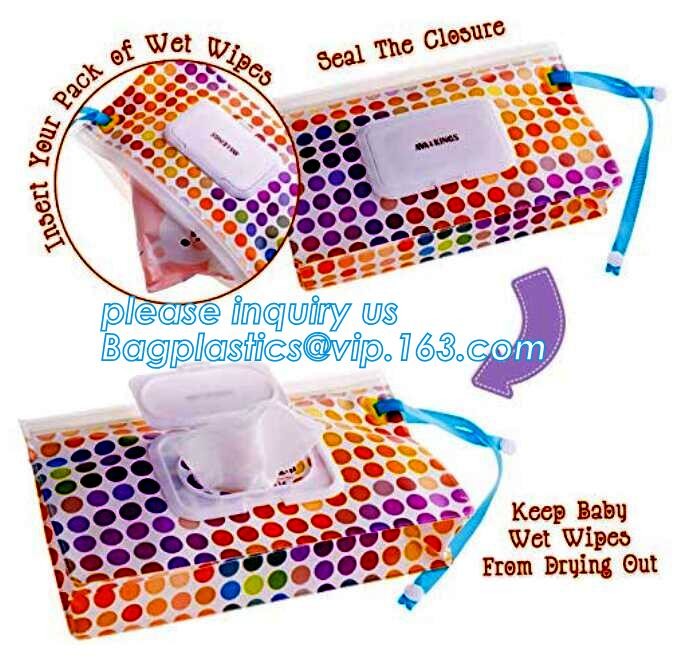 Promotion reusable Zip lockk travel plastic EVA baby tissue wet wipes bag with lid, Eco-friendly plastic colorful wet tiss