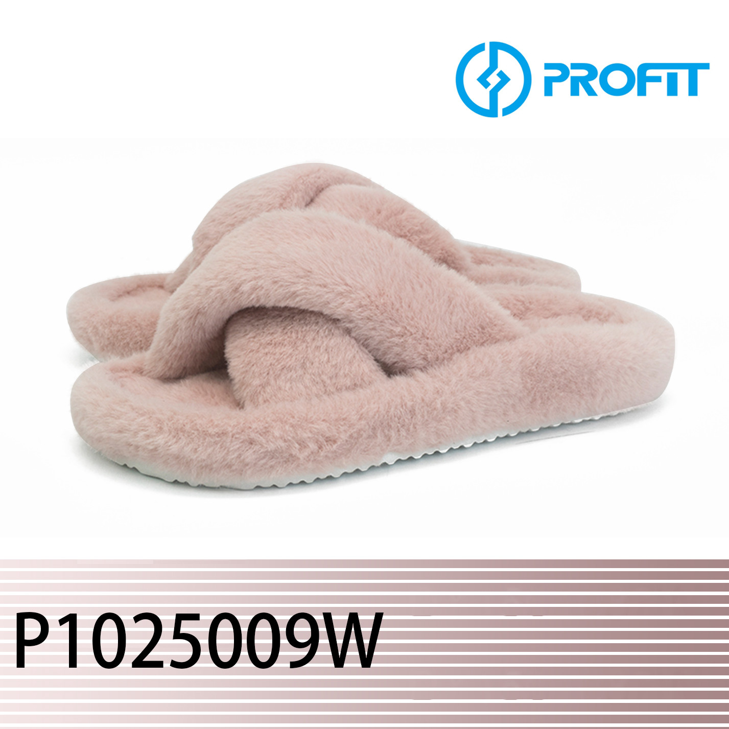 Cross Band Lady Indoor Outdoor Faux Fur Slide With TPR Sole