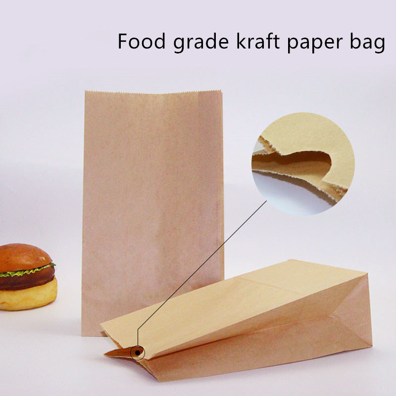 Disposable Brown Kraft Bakery Bags With Square Bottom