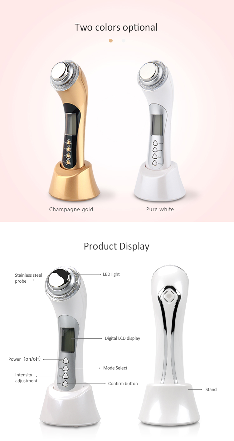Vibrating Red Green Blue 3Mhz Ultrasonic Ion Face Lift Massager Portable