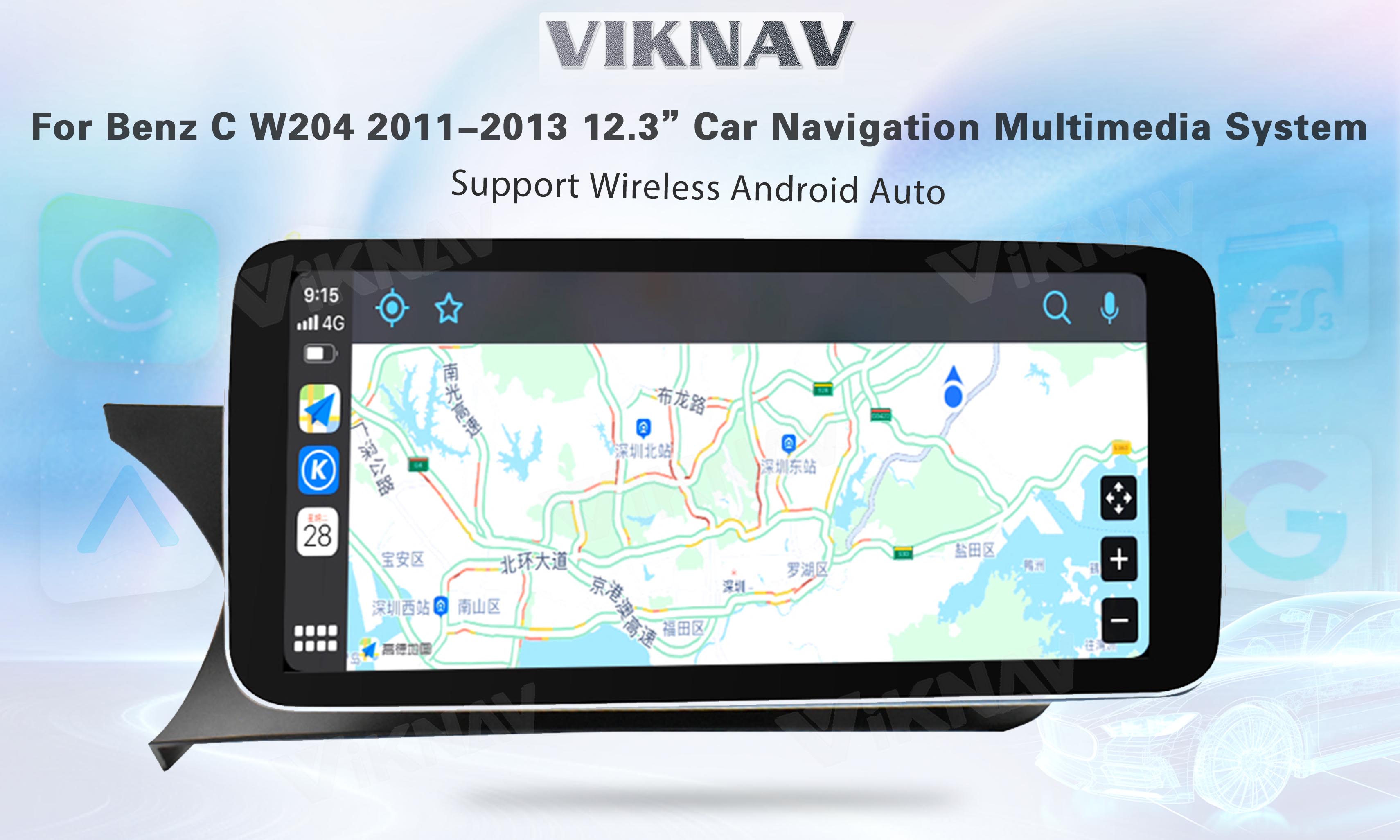 Viknav Android Car Radio For Mercedes Benz C Class W204 2011-2013 LHD RHD Car 12.3 Inch Player GPS Navigation Car NTG4.5