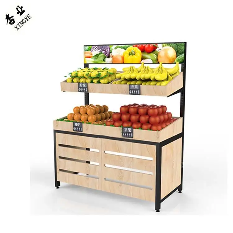 Customized Colors Fruit Display Shelf Single Sided Supermarket Rack
