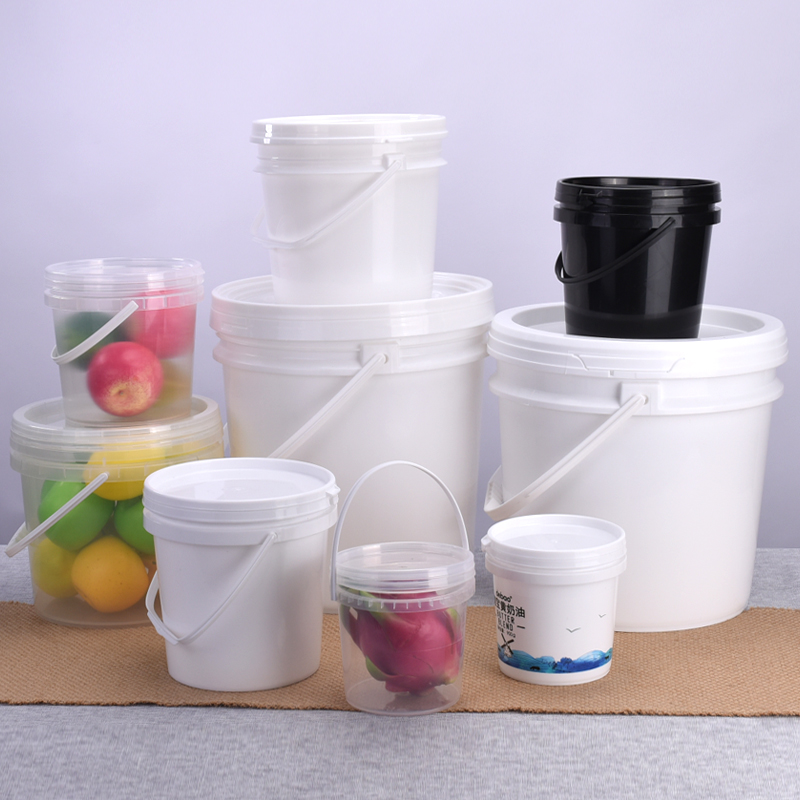 Round 20L PP 5 Gallon Food Grade Plastic Paint Bucket With Lids And Handle Pail in Red