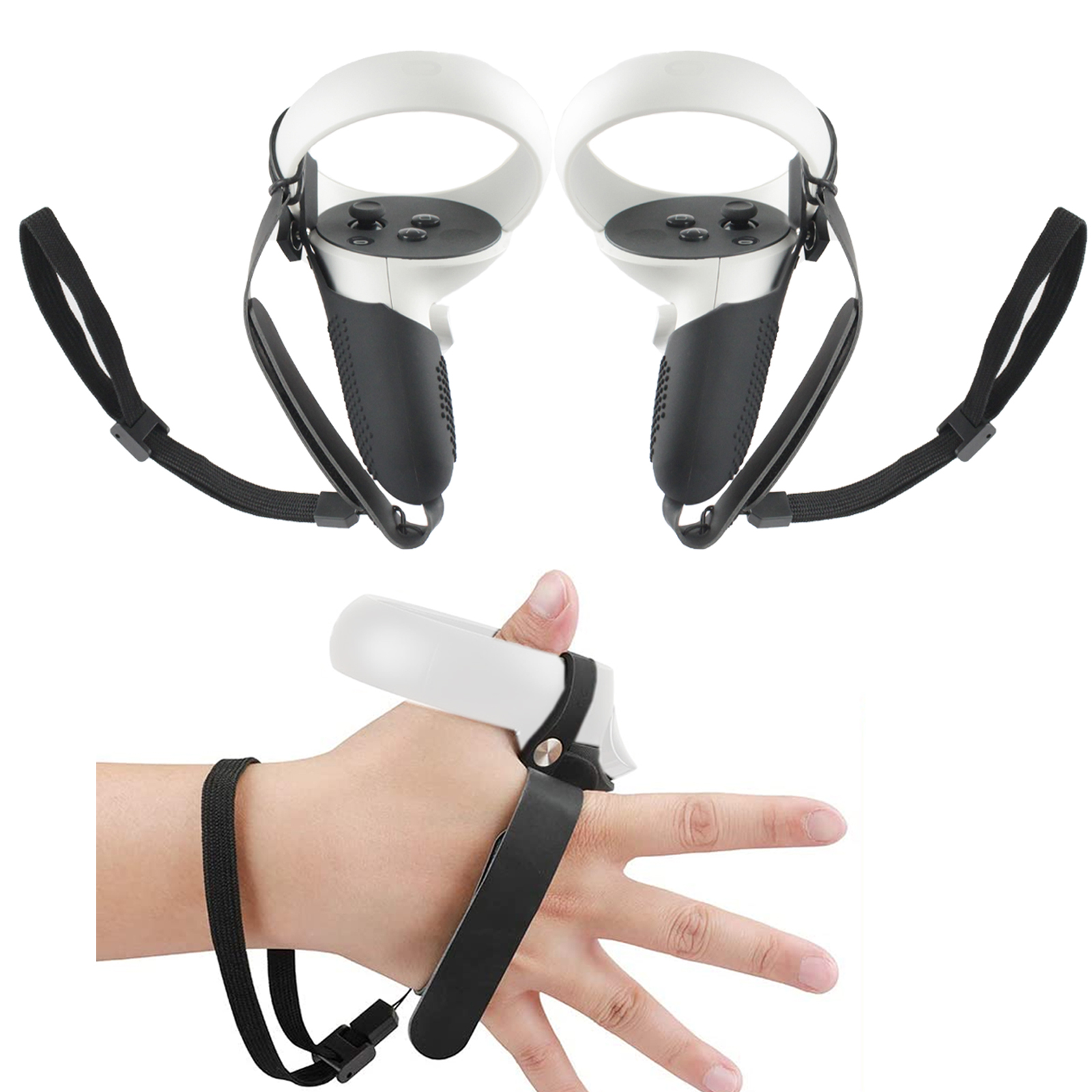 2021 5in1 Knuckle Strap+Grip Cover+Hand Strap+VR Lens Dust cover+Thumb Button for Oculus Quest 2 VR Controller Accessories