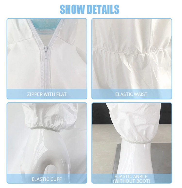 Micro-porous film coverall Factory price White Disposable Hooded Micro-porous Coveralls
