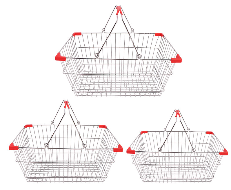 Wire Metal Shopping Basket L355xW250xH170mm Chrome Plated Surface