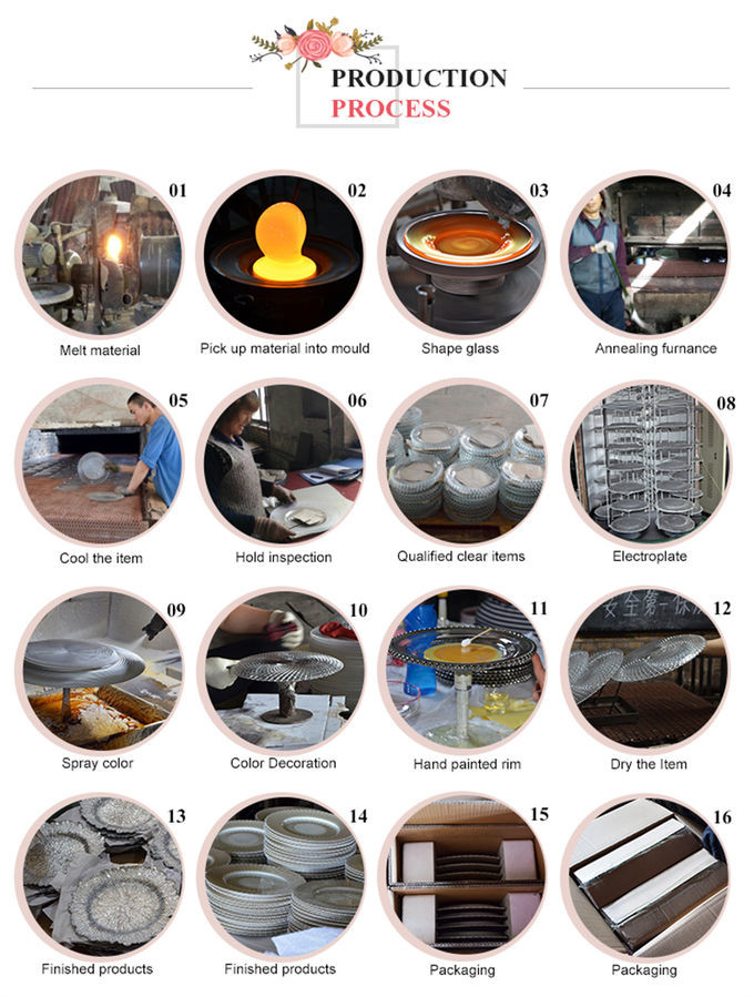 Electroplated Decorative Restaurant Glass Plates Logo Printed