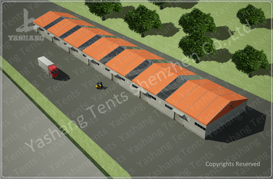 Customised Orange Warehouse Temporary Storage Shelters Huge Tent Rentals Eco Friendly
