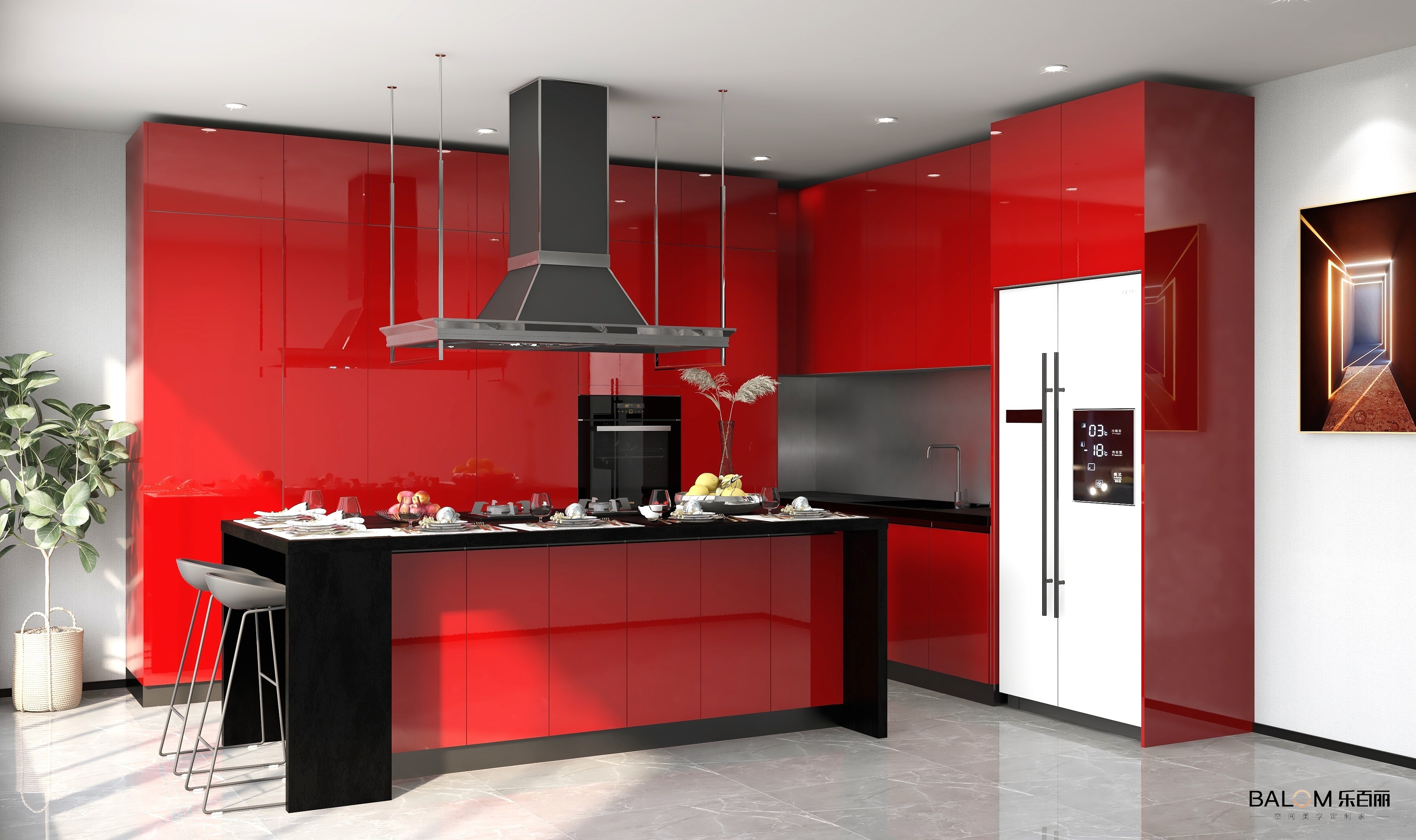 2024 Design Modern L-Shaped Wooden Kitchen Furniture for a Contemporary Villa Kitchen