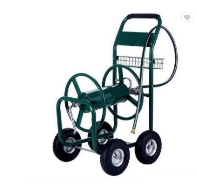 Portable Four-wheel Industrial Metal Garden Water Hose Reel Cart with Stainless