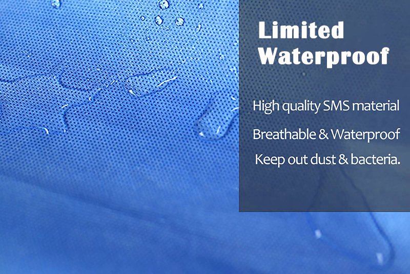 Blue Ultrasonic Seam Non Woven SMS Isolation Gowns Medical Reinforced Surgical Gown