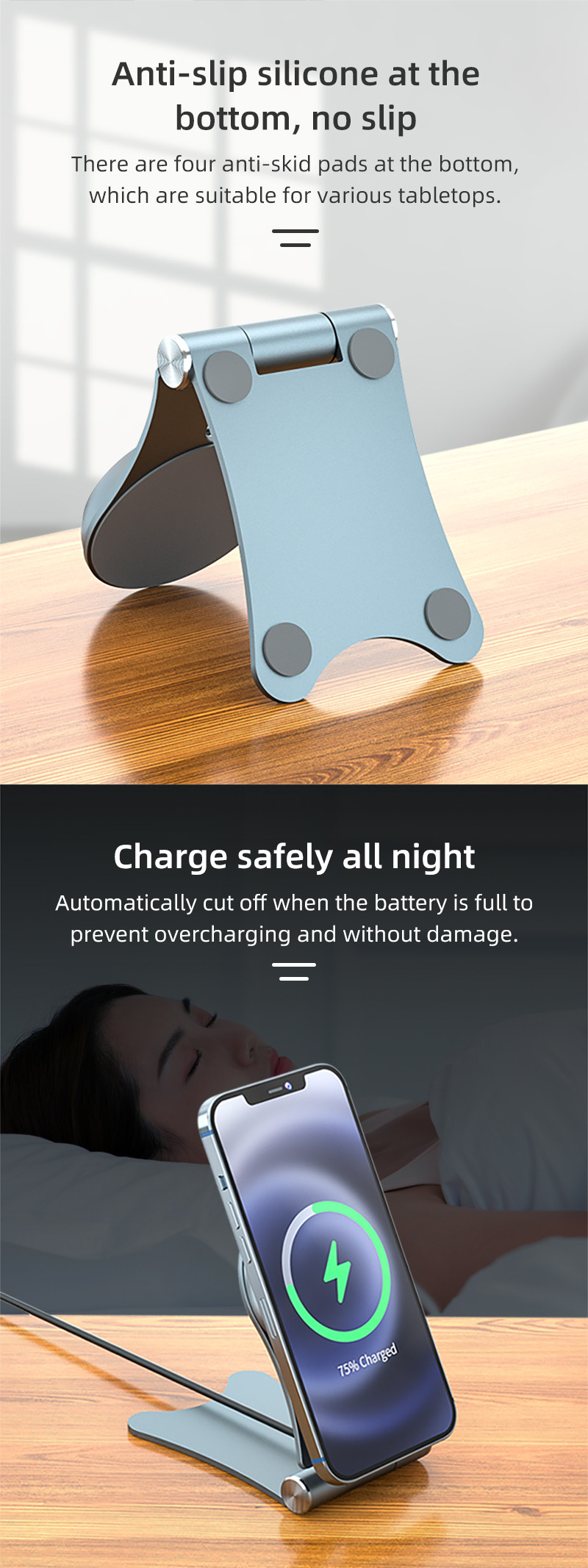 Magnetic Qi Wireless Charging Station 15w Metal Mobile Phone Desk Stand