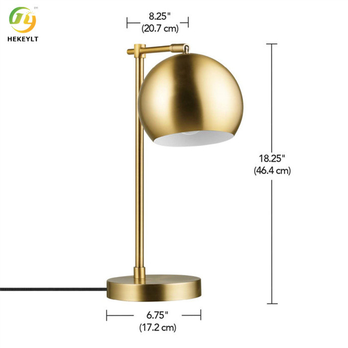 E27 Round Metal Gold Bedside Table Lamp D17.2 X H46.4cm