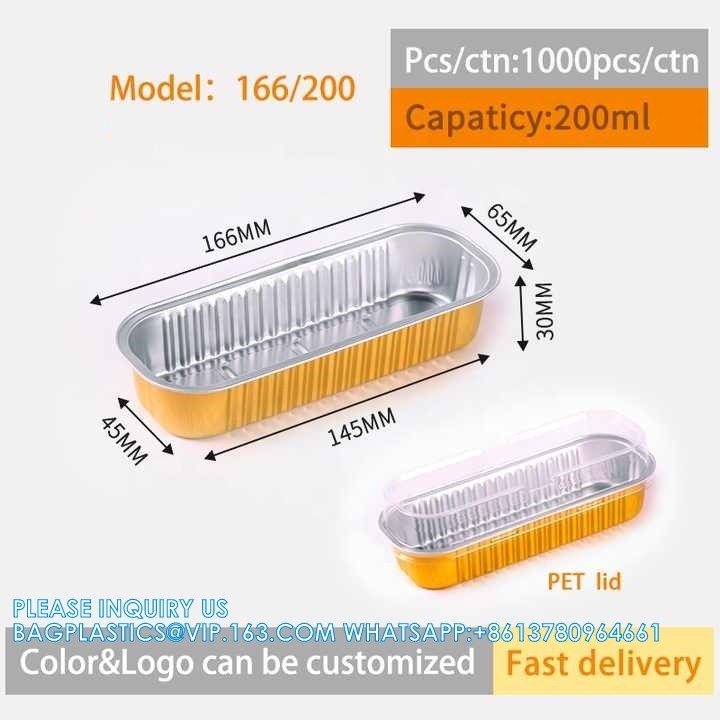 200ml Length 166MM, Sturdy Aluminum Foil Pans With Lids For Cooking, Baking, Reheating, Freezer, Oven, Recyclable
