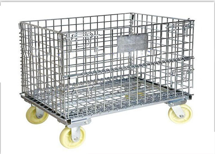 Foldable Powder Coated Wire Mesh Container 4 Door H840mm
