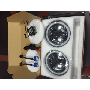 China RGB Halo 7 inch LED Headlights Wrangler Plug and Play with Bluetooth Function with Angel Eye for Jeep JK CJ LJ on sale
