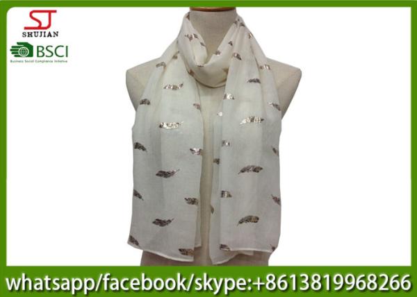 China supplier leaf print scarf 20%Cotton 80%Polyester 70*180cm shawl sun