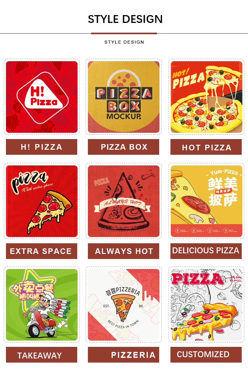 Food Packaging Carton 14 Inch Pizza Boxes Individual Packing Matt Lamination