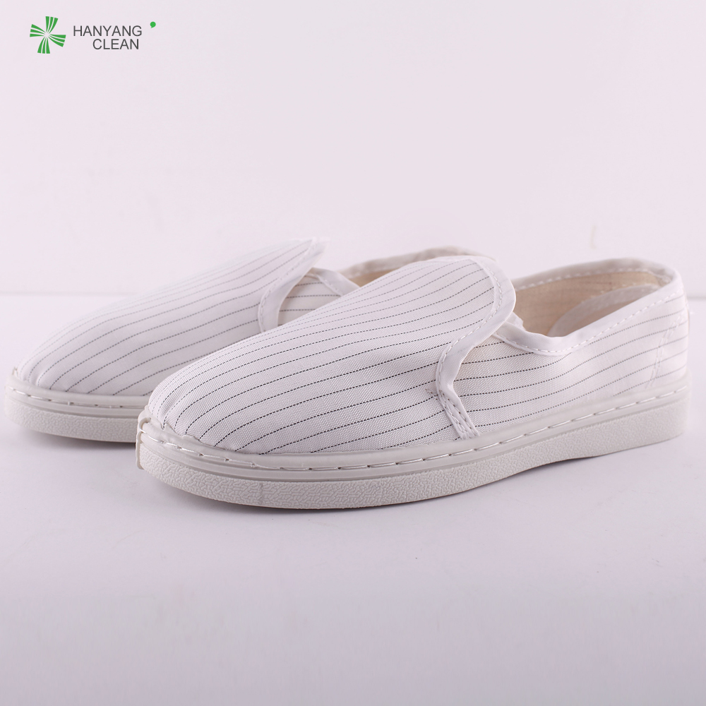 Electrical factory cleanroom stripe canvas PVC outsole shoe breathable esd antistatic working shoes