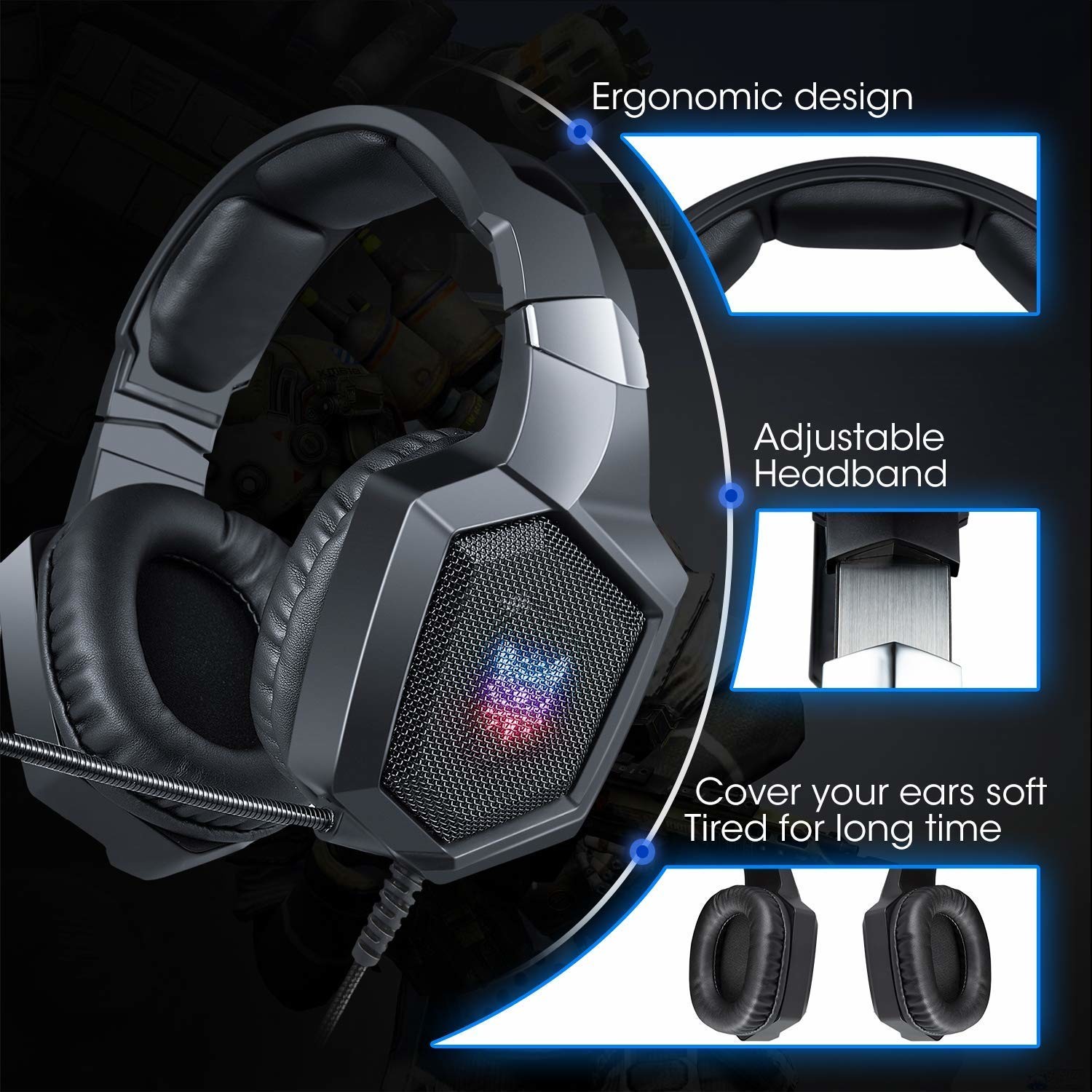 117dB PS4 Noise Cancelling Gaming Headset with Mic