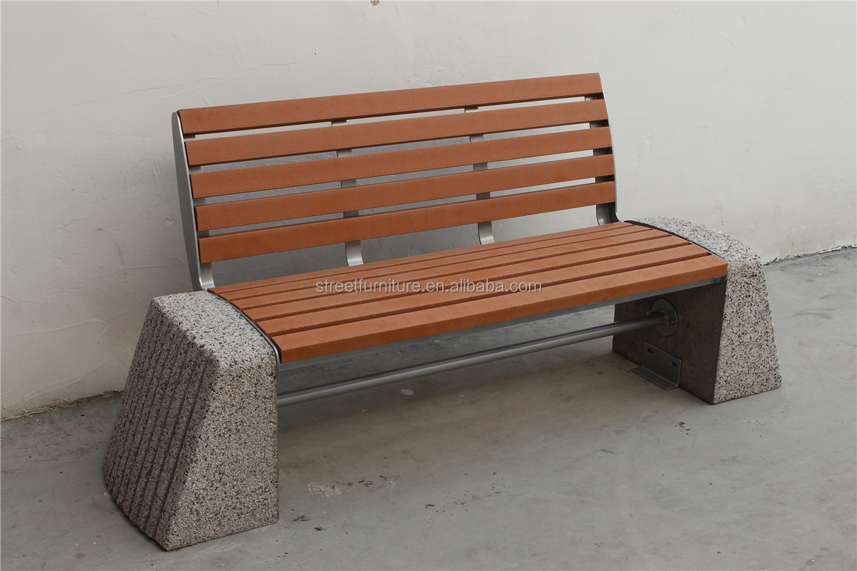 Modern Courtyard Outdoor Wooden Bench Furniture With Mild Steel Camphor Wood Material
