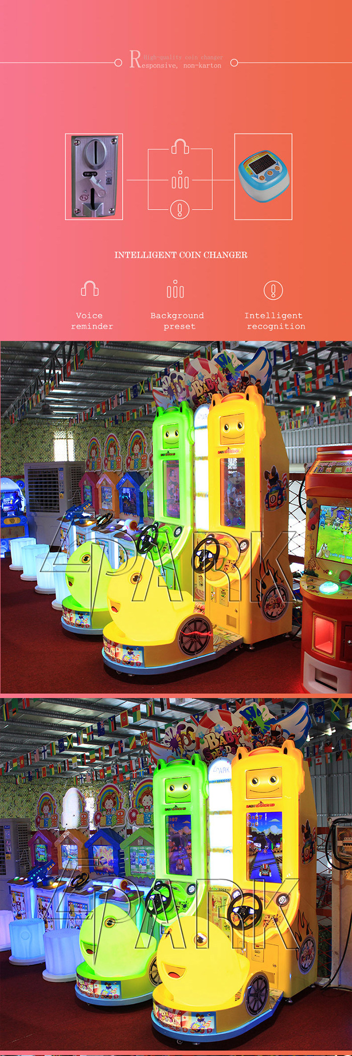 Baby Racing Game Machine / Kids Electronic Video Game Amusement Arcade Games Machines