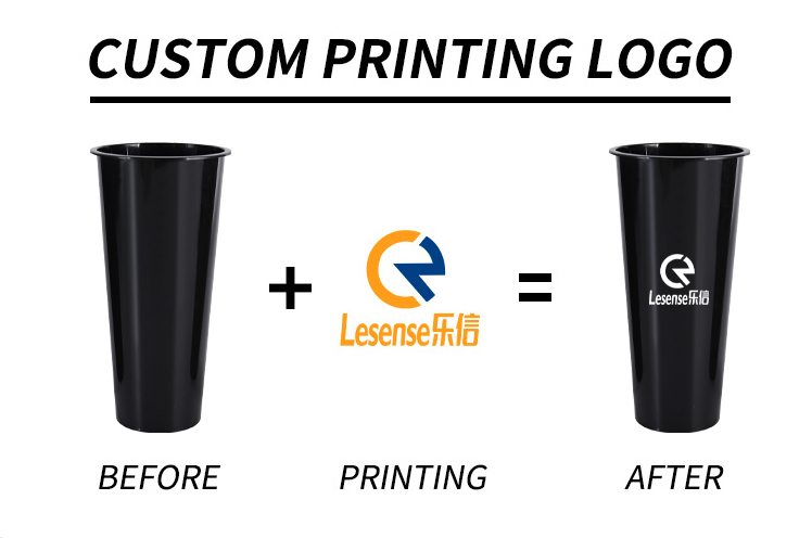 12oz 16oz PP Plastic Cups Custom Design Eco Friendly Black PP Plastic Drink Cups