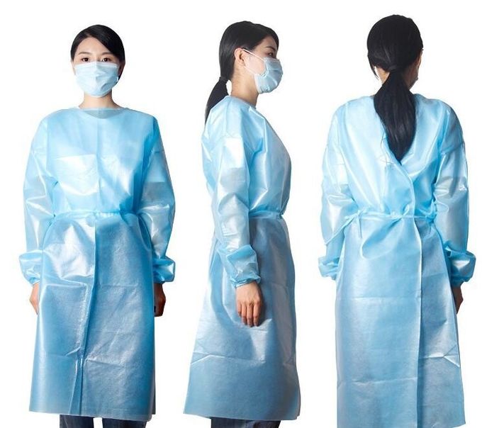 PP PE Hooded Disposable Medical Isolation Gown Non Woven