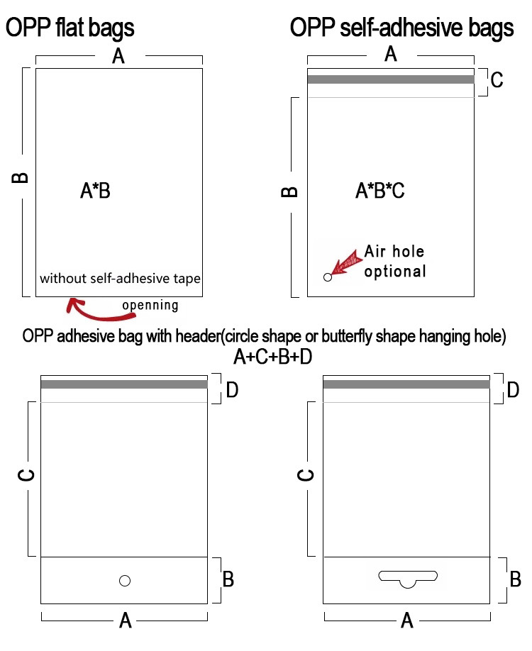 OPP Transparent Plastic Bag With Cardboard Header BPA Free