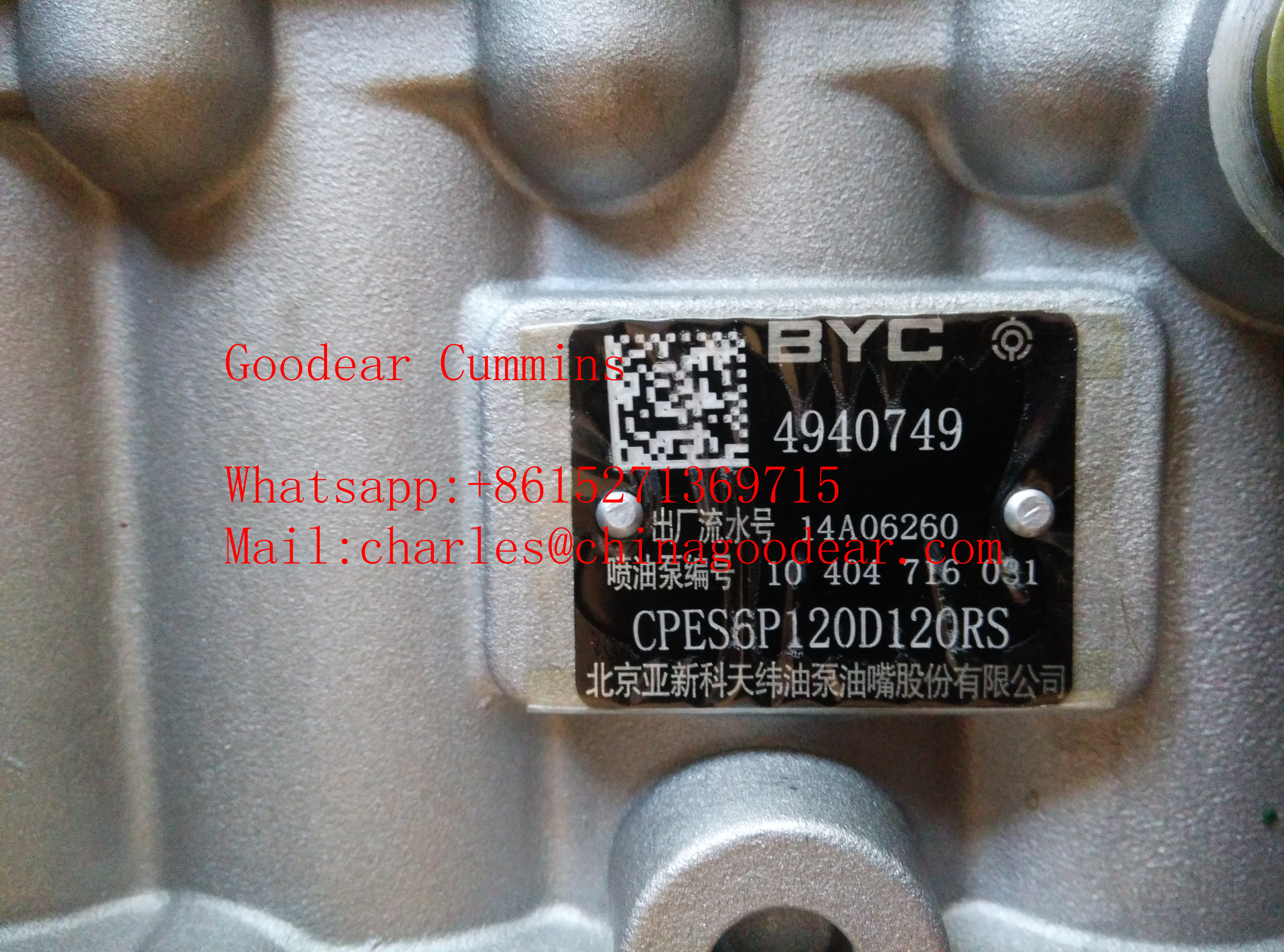Dongffeng 6CT diesel engine fuel injection pump 4940749