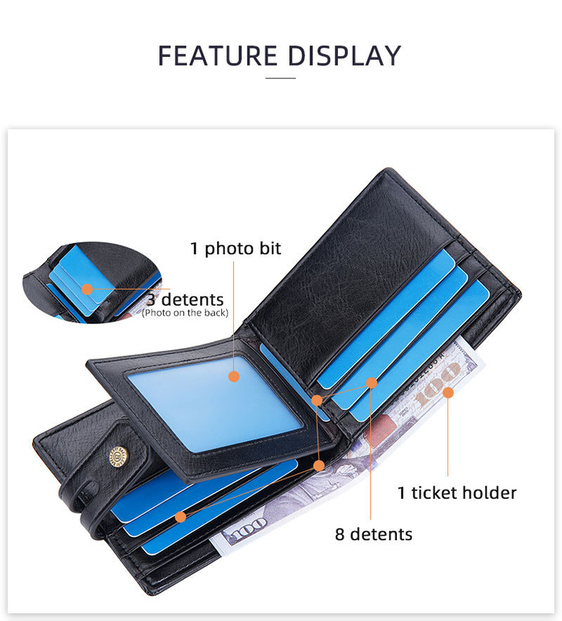 Vintage Multi Card Buckle Men's Short Wallet Creative PU Leather Business Pocket