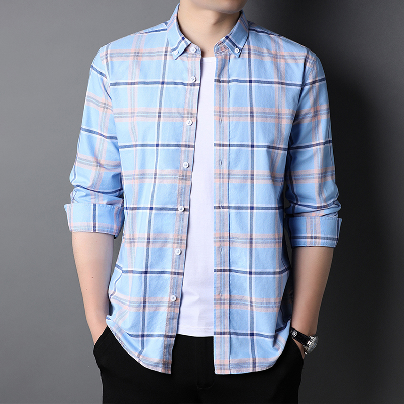100% Cotton Plaid Western Fashionable Mens Shirts Half Long Sleeve Plus Size In Autumn
