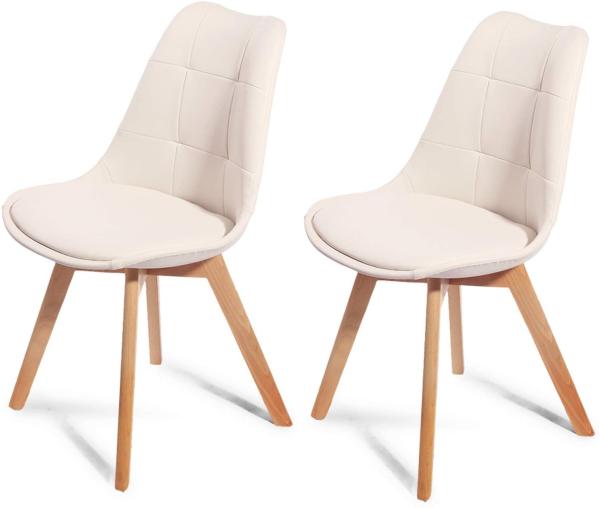 Armless Leisure Upholstered Kitchen Chairs With Sturdy Solid Beech Wooden Legs