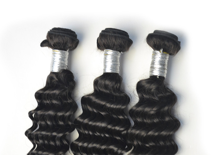 1B Color Deep Wave Peruvian Virgin Hair Extensions Raw Unprocessed