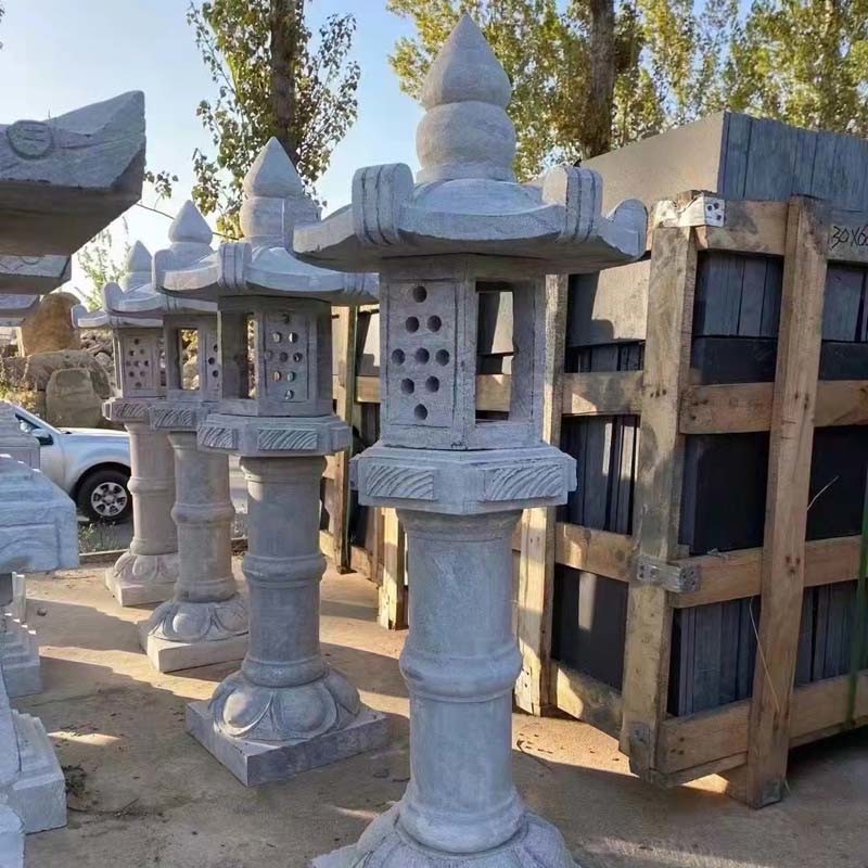 Large Grey Outdoor Stone Lantern Granite Pagoda Japanese Garden Ornaments