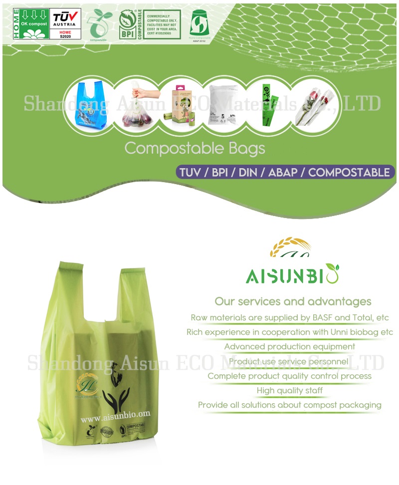 OEM Biodegradable Shopping Bag PBAT PLA Cornstarch EN13432 Standard