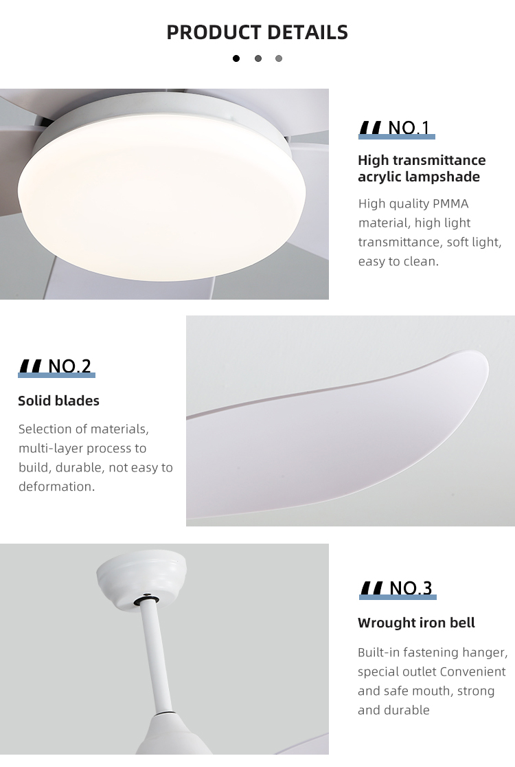 Fancy Iron 3000K 35W 5 ABS Blade Ceiling Fan Lamp Big Natural Style
