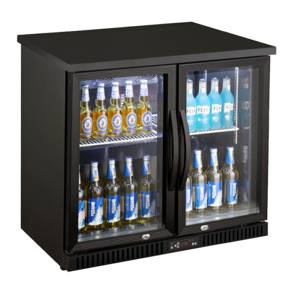 Bottom Back Mount Bar Drink Cooler , 2 Door Glass Bar Fridge With PVC Coating