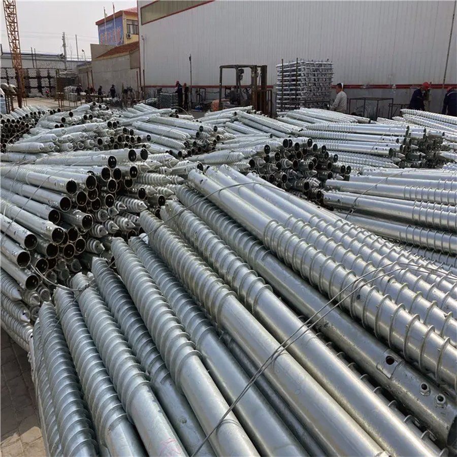 Portable Solar Energy System Foundation Customization with Helix Anchors Screw Pile